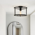 Hopton Timeless Flush Ceiling Light In Matt Black With Clear Glass 101540