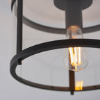 Hopton Timeless Flush Ceiling Light In Matt Black With Clear Glass 101540