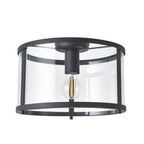 Hopton Timeless Flush Ceiling Light In Matt Black With Clear Glass 101540