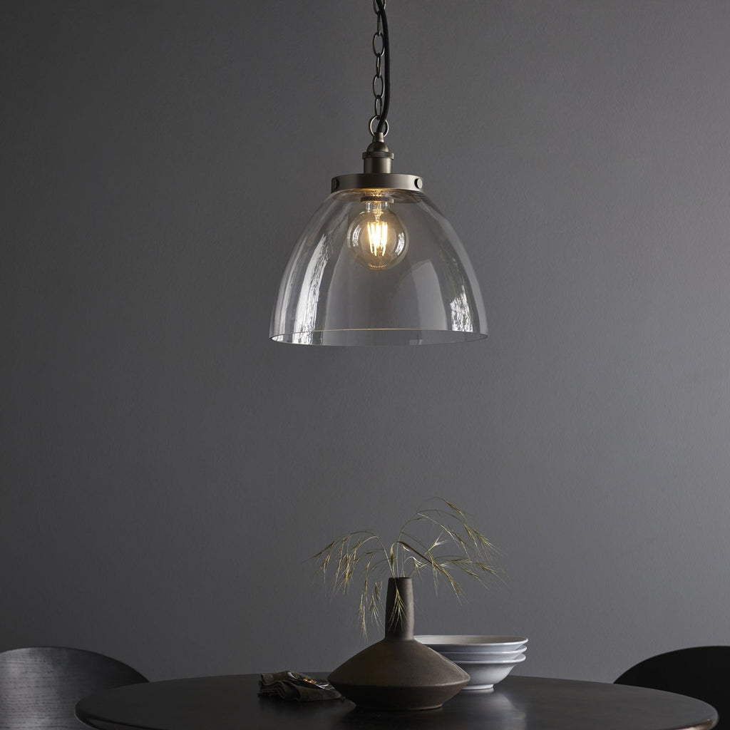 Hansen Retro Grand Ceiling Pendant Light In Brushed Silver Finish 106896