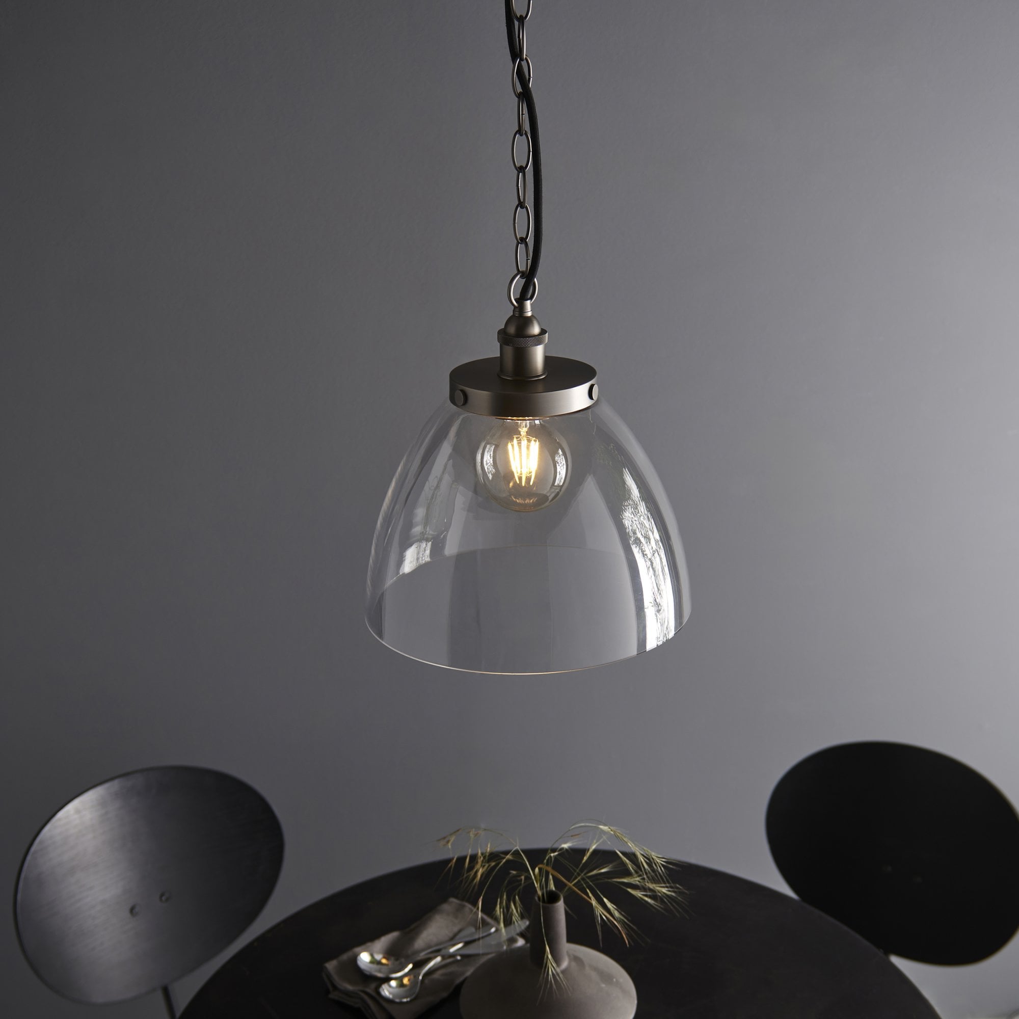 Hansen Retro Grand Ceiling Pendant Light In Brushed Silver Finish 106896