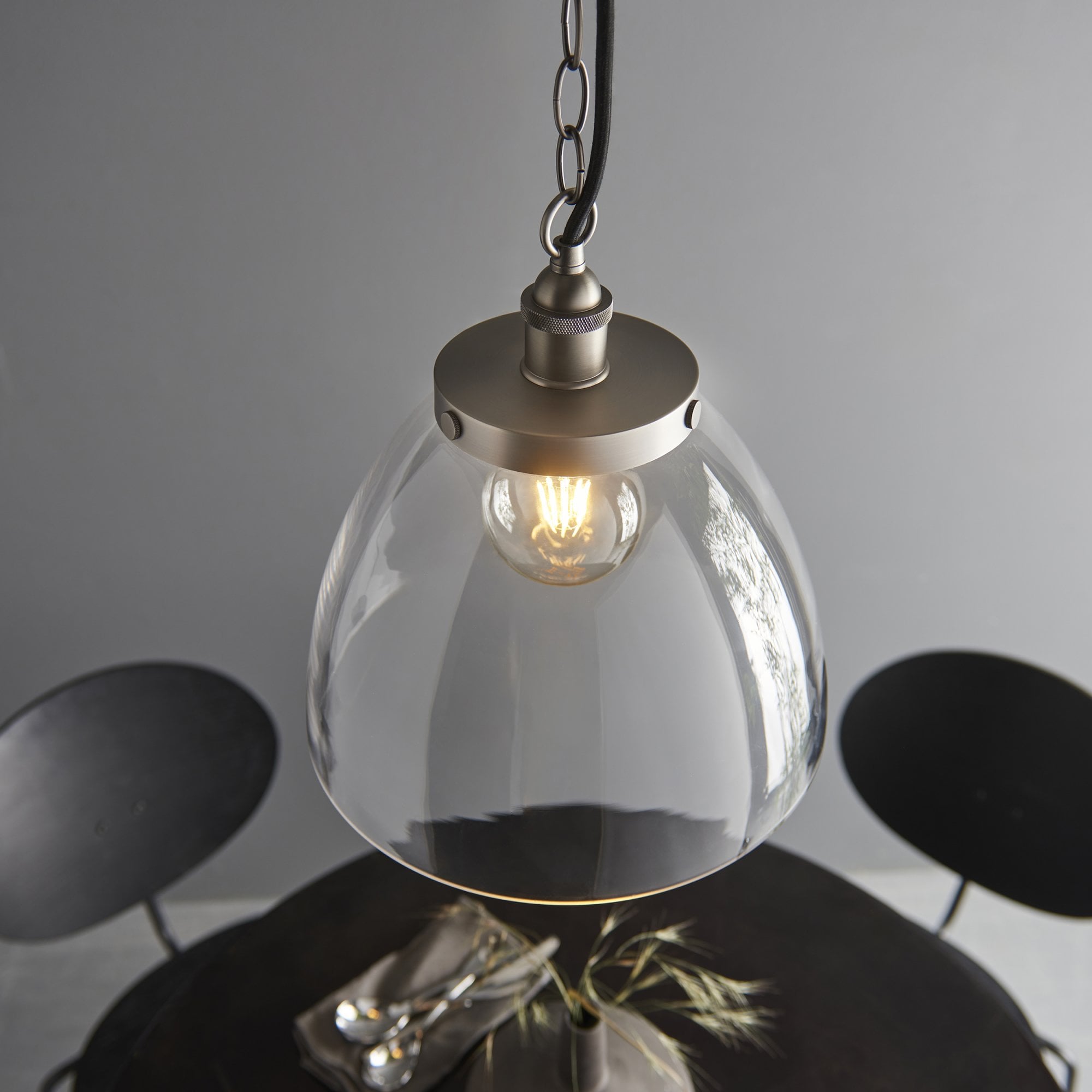 Hansen Retro Grand Ceiling Pendant Light In Brushed Silver Finish 106896