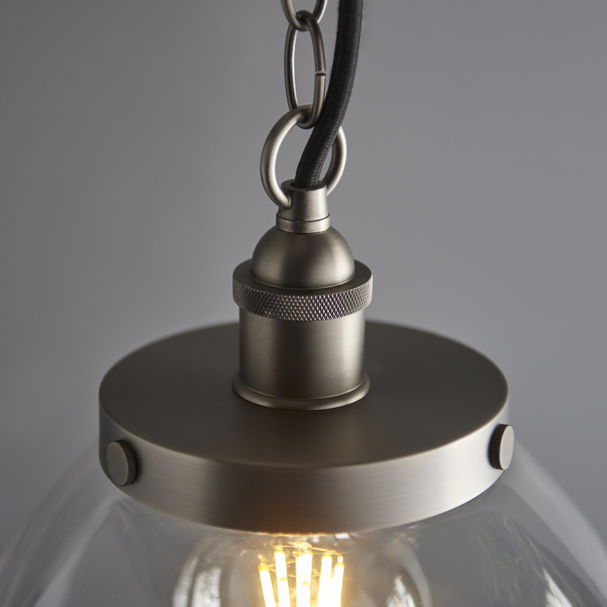 Hansen Retro Grand Ceiling Pendant Light In Brushed Silver Finish 106896
