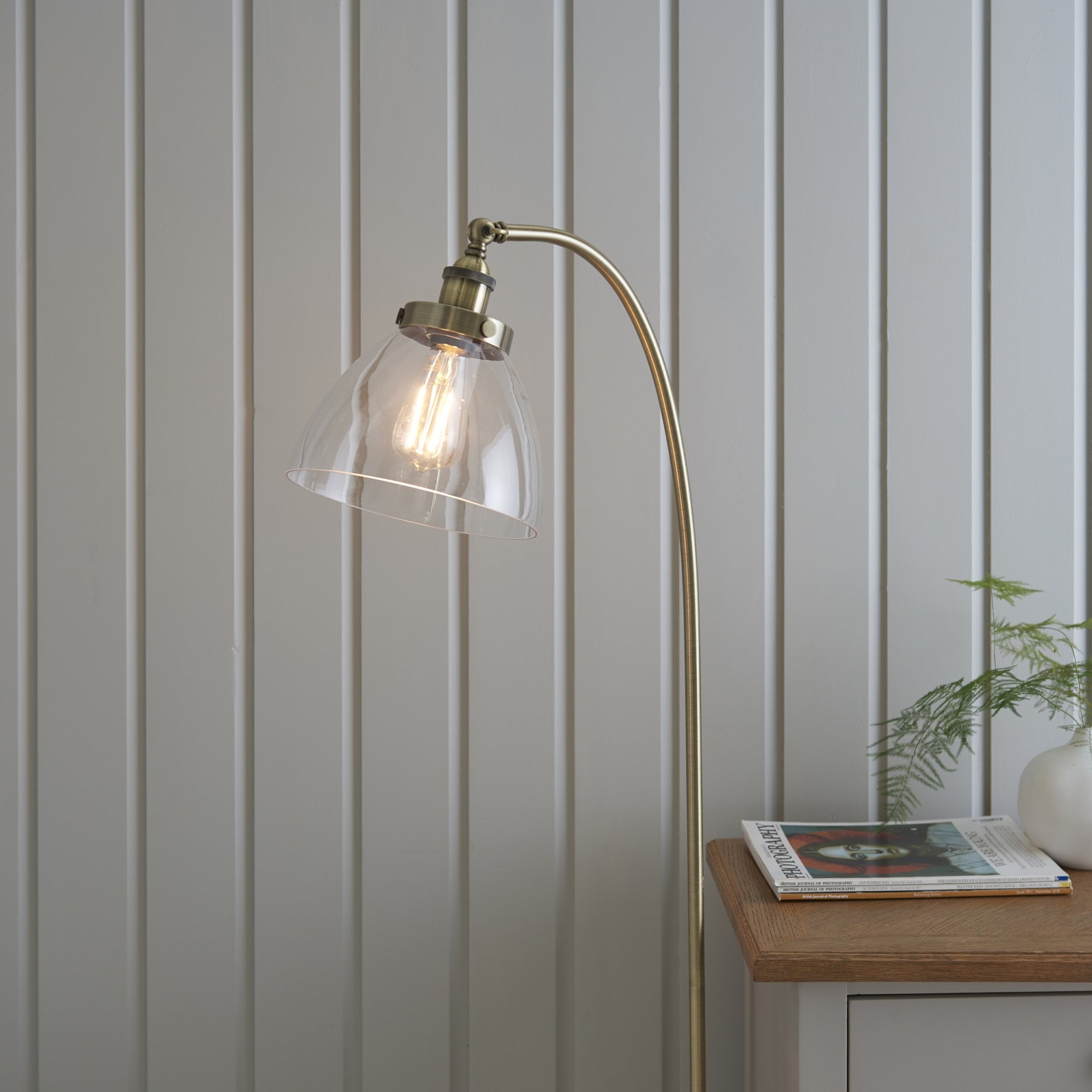 Hansen Retro Adjustable Floor Lamp In Antique Brass Finish 77860