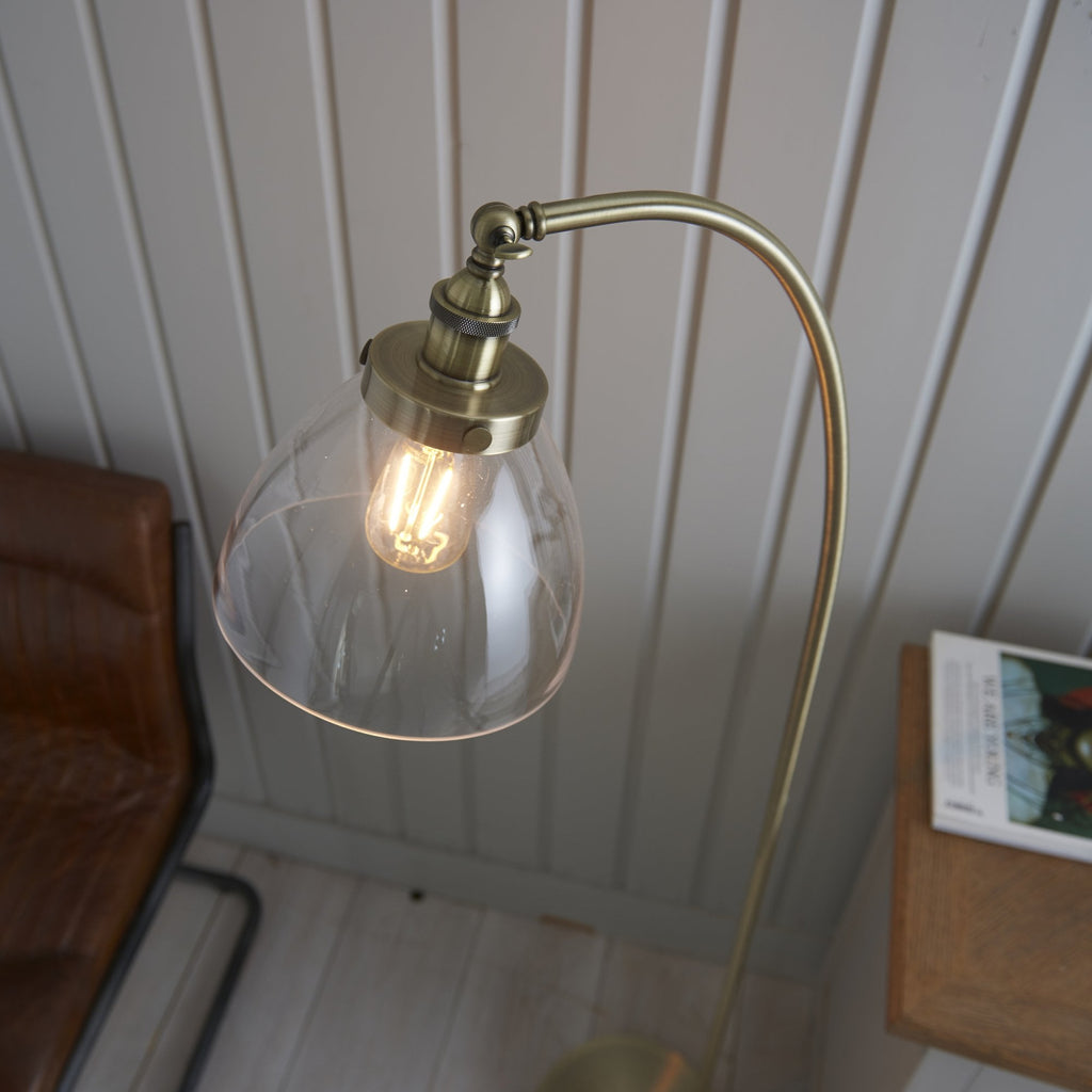 Hansen Retro Adjustable Floor Lamp In Antique Brass Finish 77860