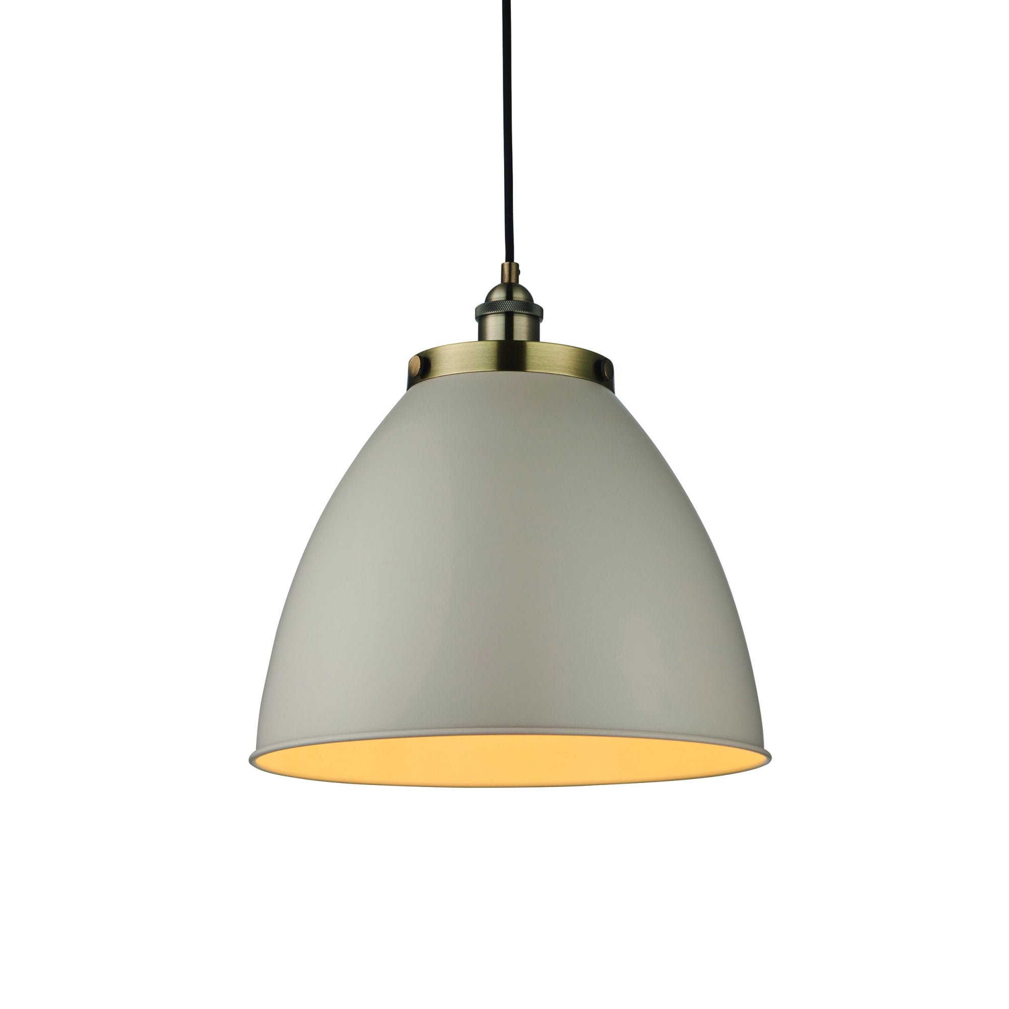 Franklin Medium Ceiling Pendant Light In Satin Taupe And Antique Brass Finish 76327