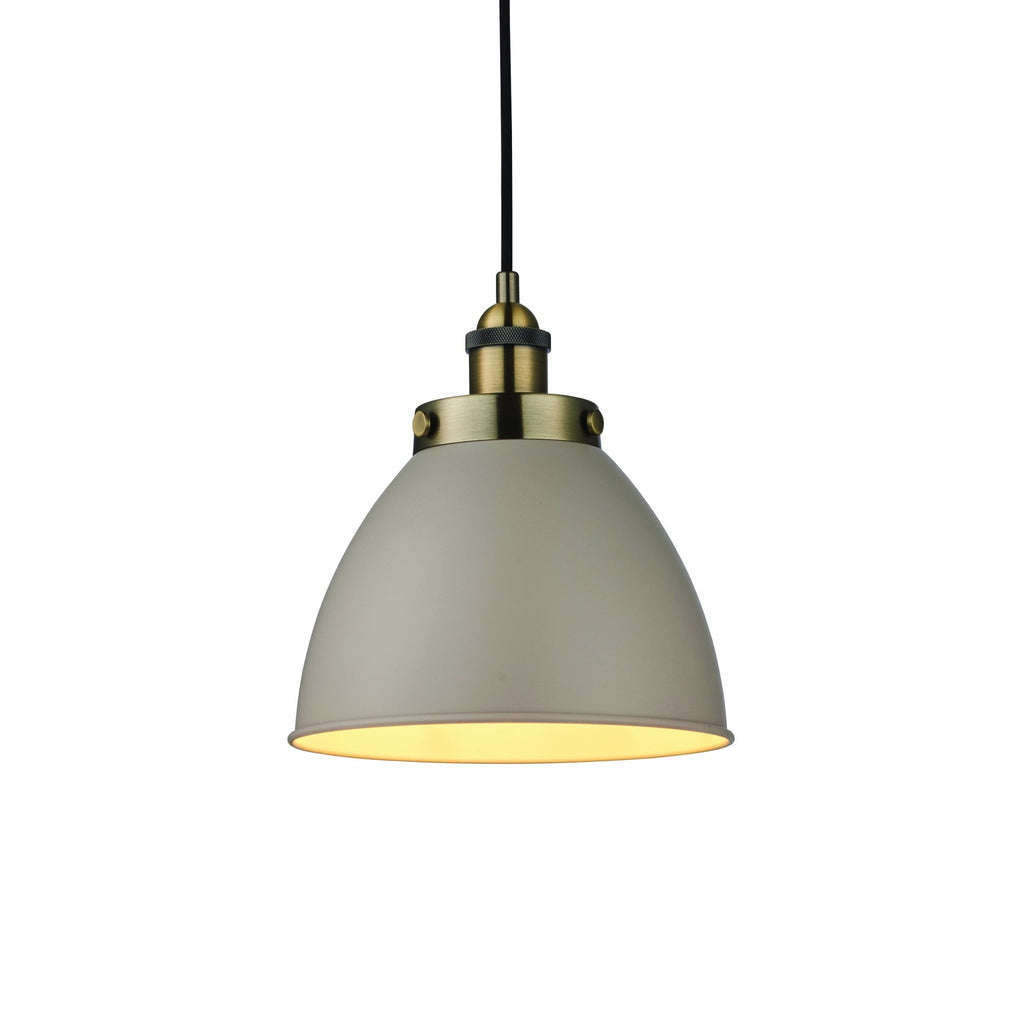 Franklin Classic Ceiling Pendant Light In Satin Taupe and Antique Brass Plate 76328