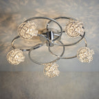 Talia Elegant 5 Light Semi Flush Ceiling Light With Clear Crystal Glass Shades 76595