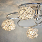 Talia Elegant 5 Light Semi Flush Ceiling Light With Clear Crystal Glass Shades 76595