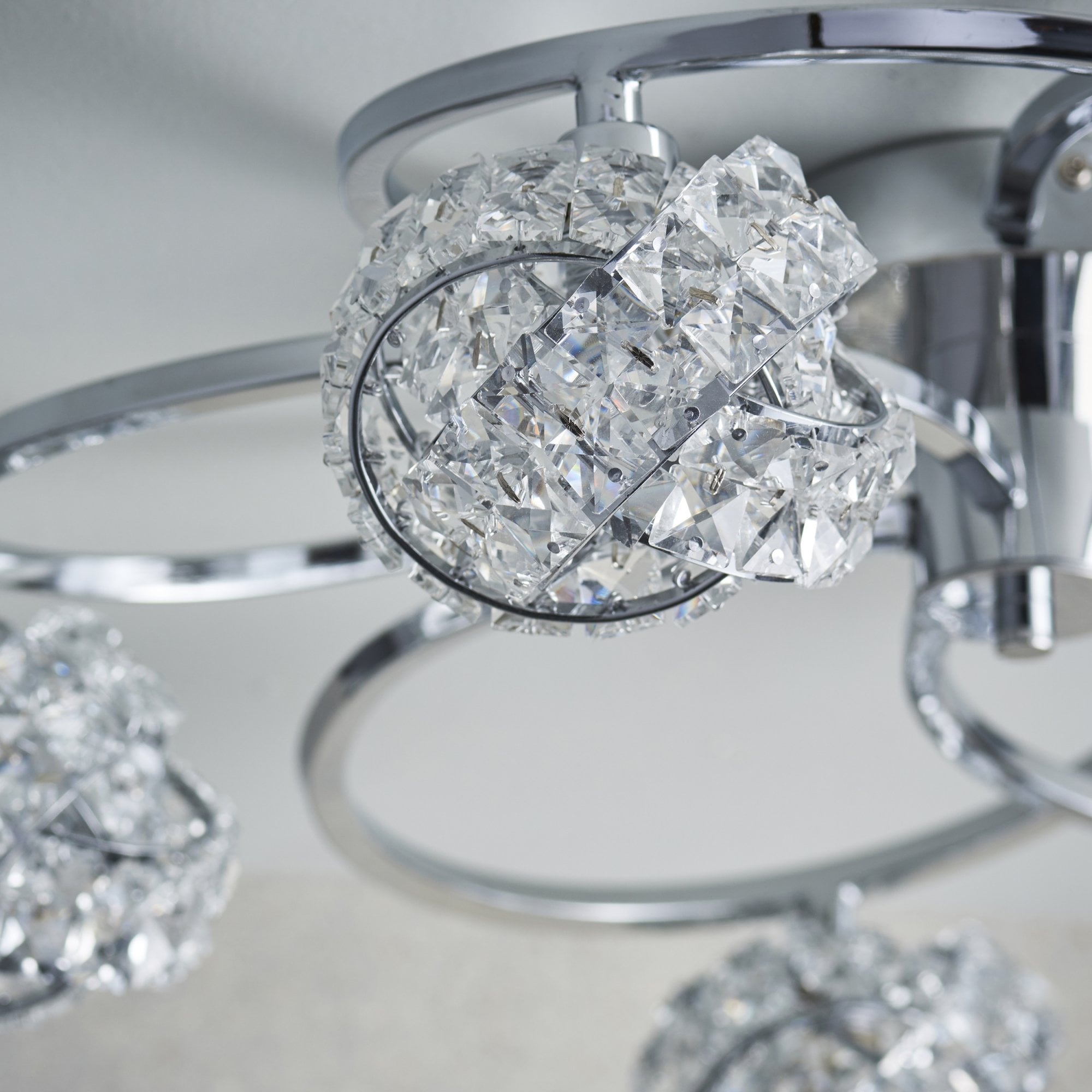 Talia Elegant 5 Light Semi Flush Ceiling Light With Clear Crystal Glass Shades 76595