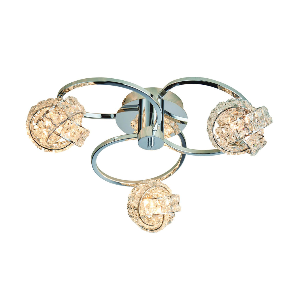 Talia Elegant 3 Light Semi Flush Ceiling Light With Clear Crystal Glass Shades 76285
