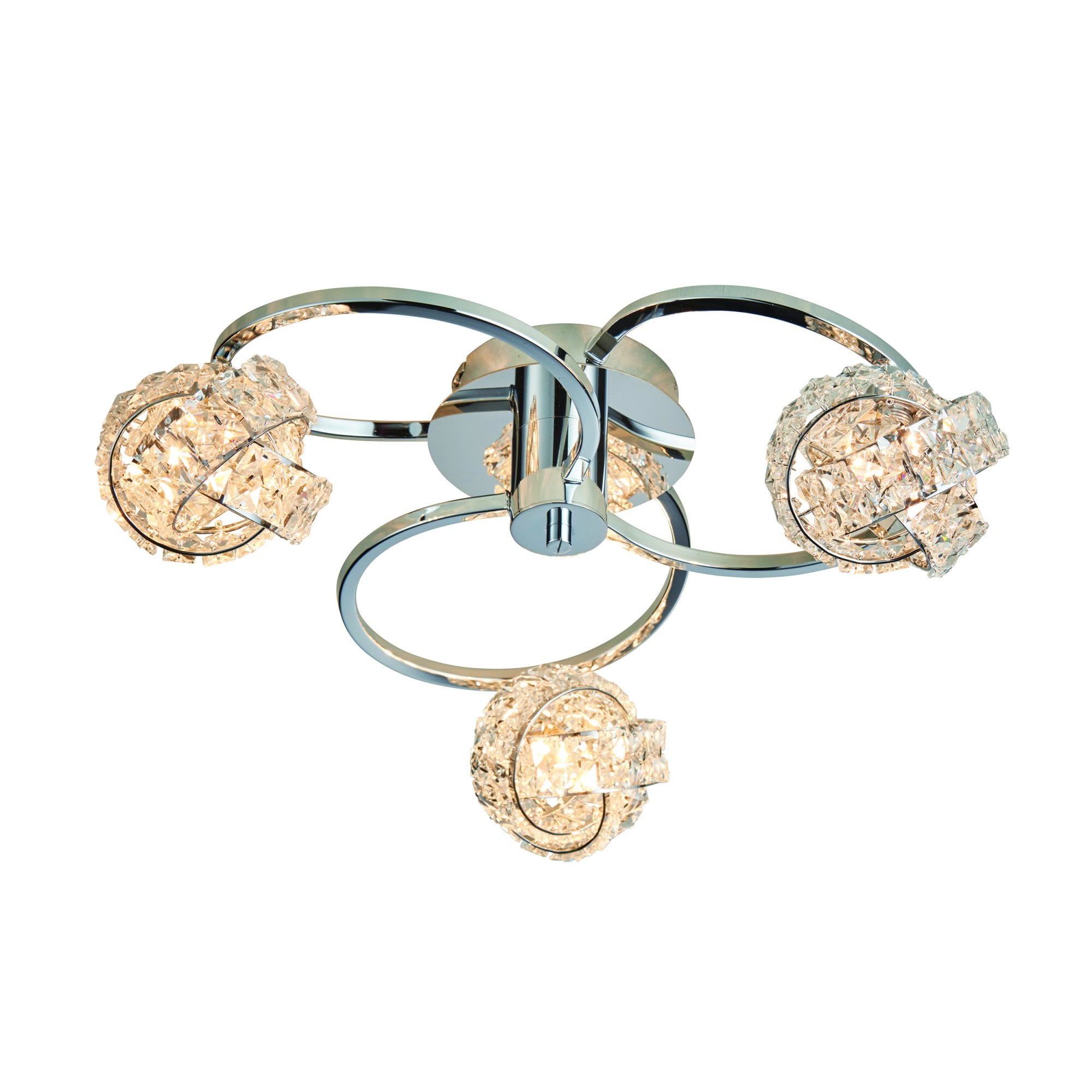 Talia Elegant 3 Light Semi Flush Ceiling Light With Clear Crystal Glass Shades 76285