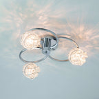 Talia Elegant 3 Light Semi Flush Ceiling Light With Clear Crystal Glass Shades 76285