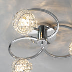 Talia Elegant 3 Light Semi Flush Ceiling Light With Clear Crystal Glass Shades 76285
