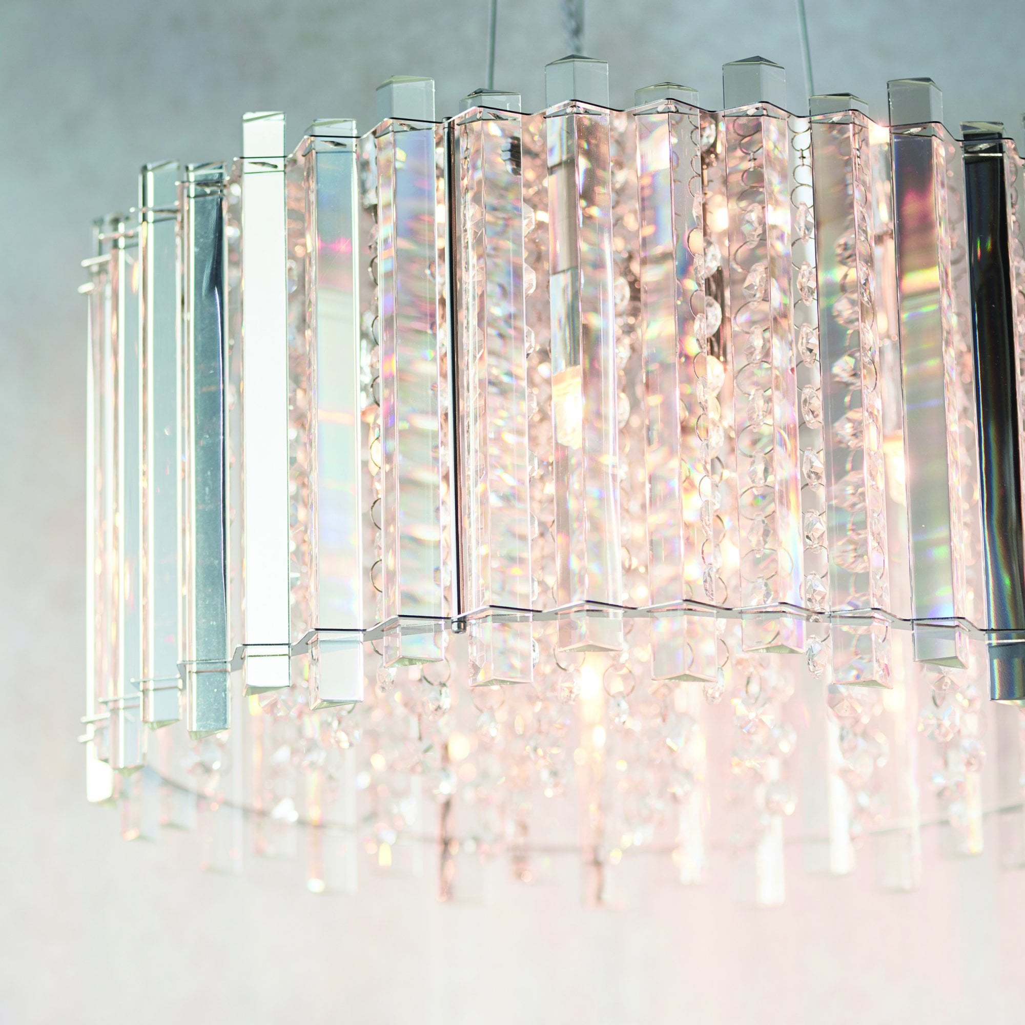 Hanna Elegant Crystal Ceiling Pendant Light In Chrome Finish 78699