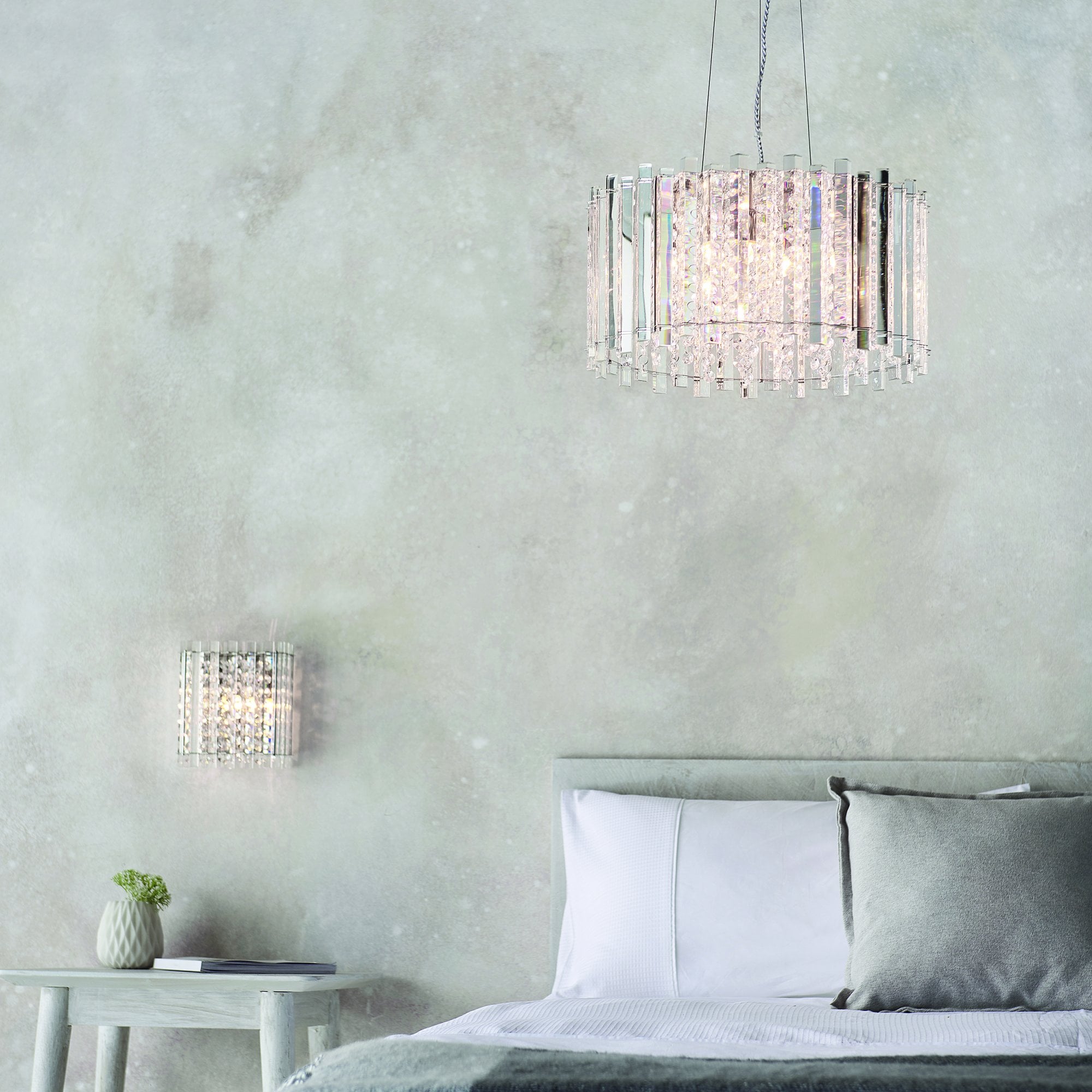 Hanna Elegant Crystal Ceiling Pendant Light In Chrome Finish 78699