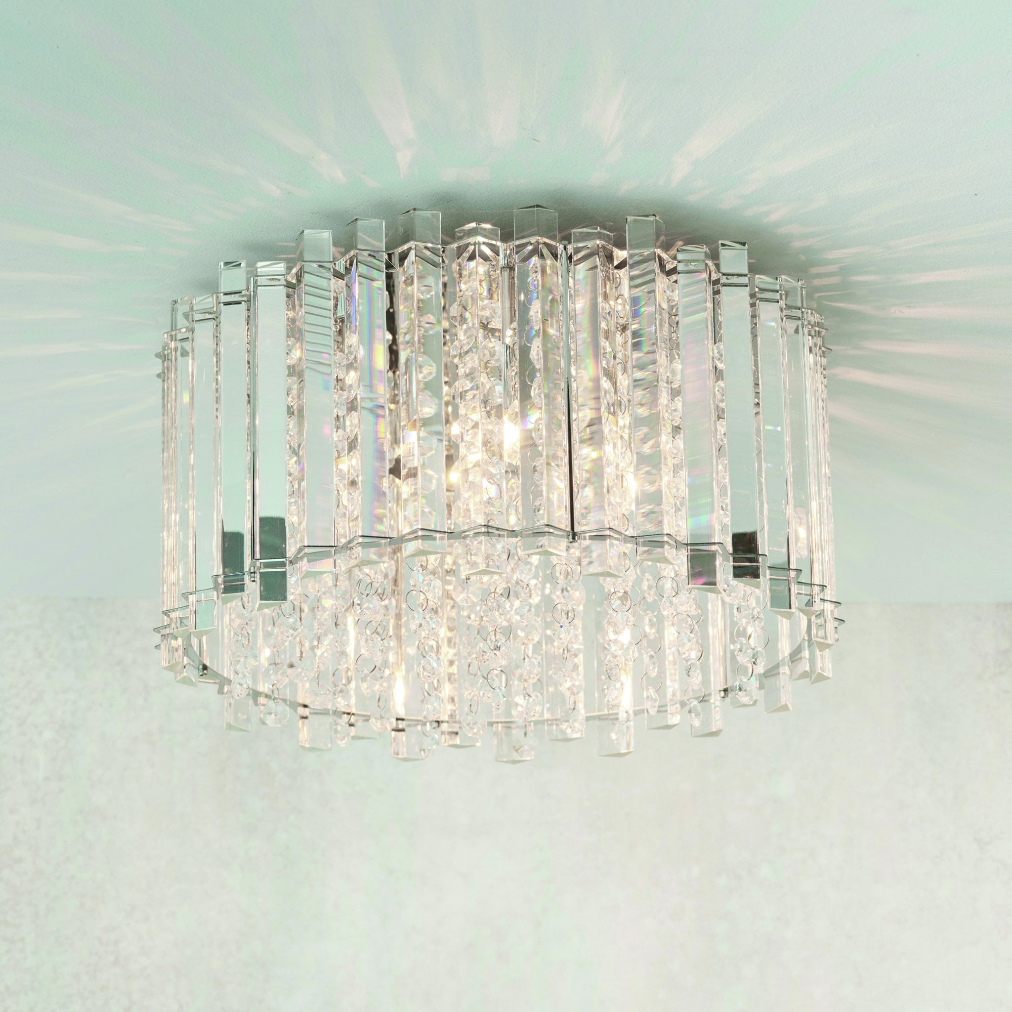 Hanna Elegant Crystal Flush Ceiling Light In Chrome Finish 78698