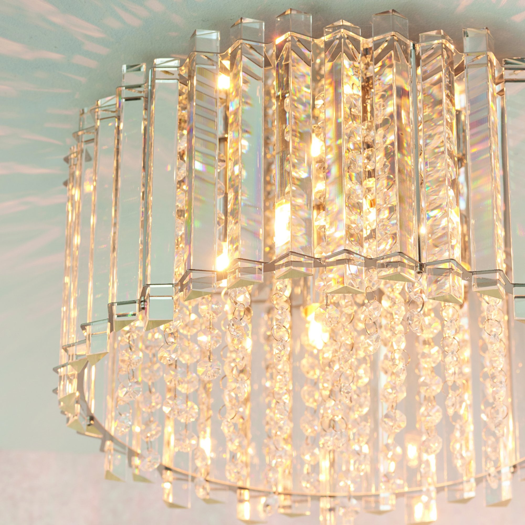 Hanna Elegant Crystal Flush Ceiling Light In Chrome Finish 78698