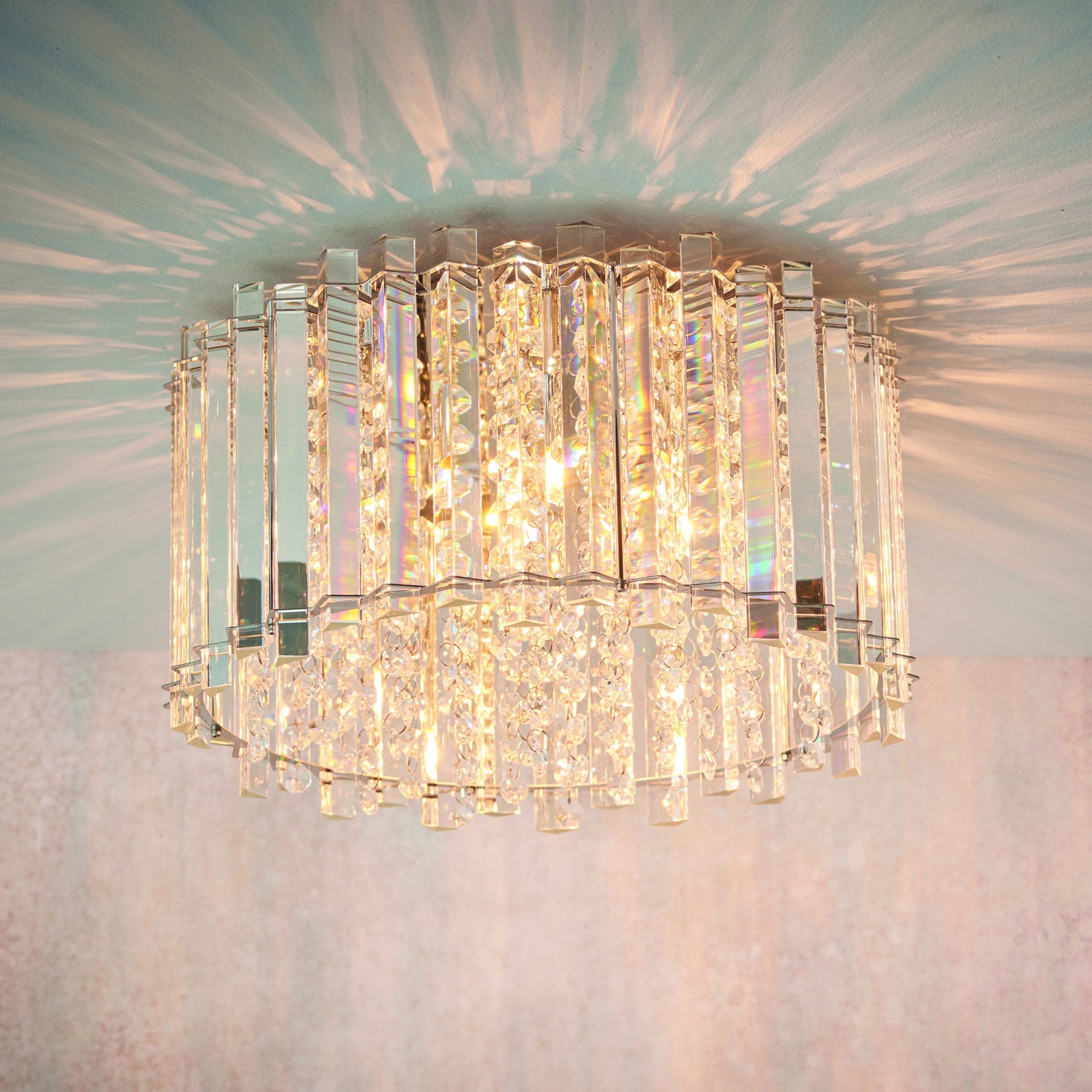 Hanna Elegant Crystal Flush Ceiling Light In Chrome Finish 78698
