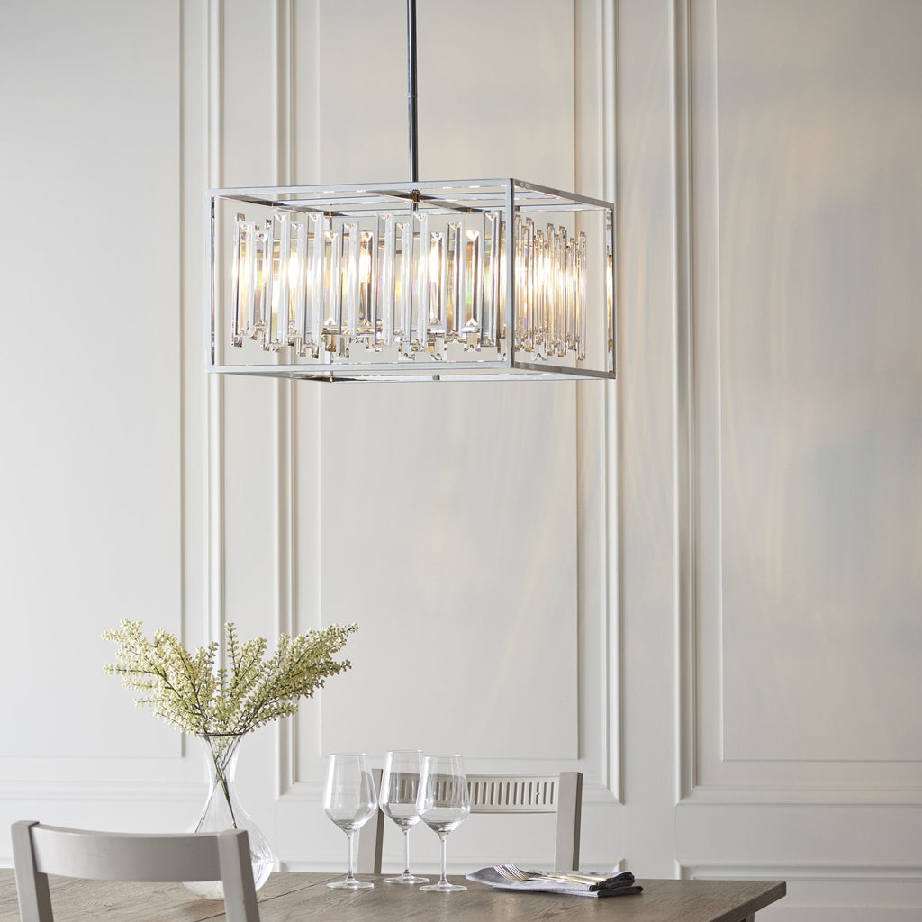 Acadia 6 Light Crystal Ceiling Pendant Light In Polished Chrome Finish 81931