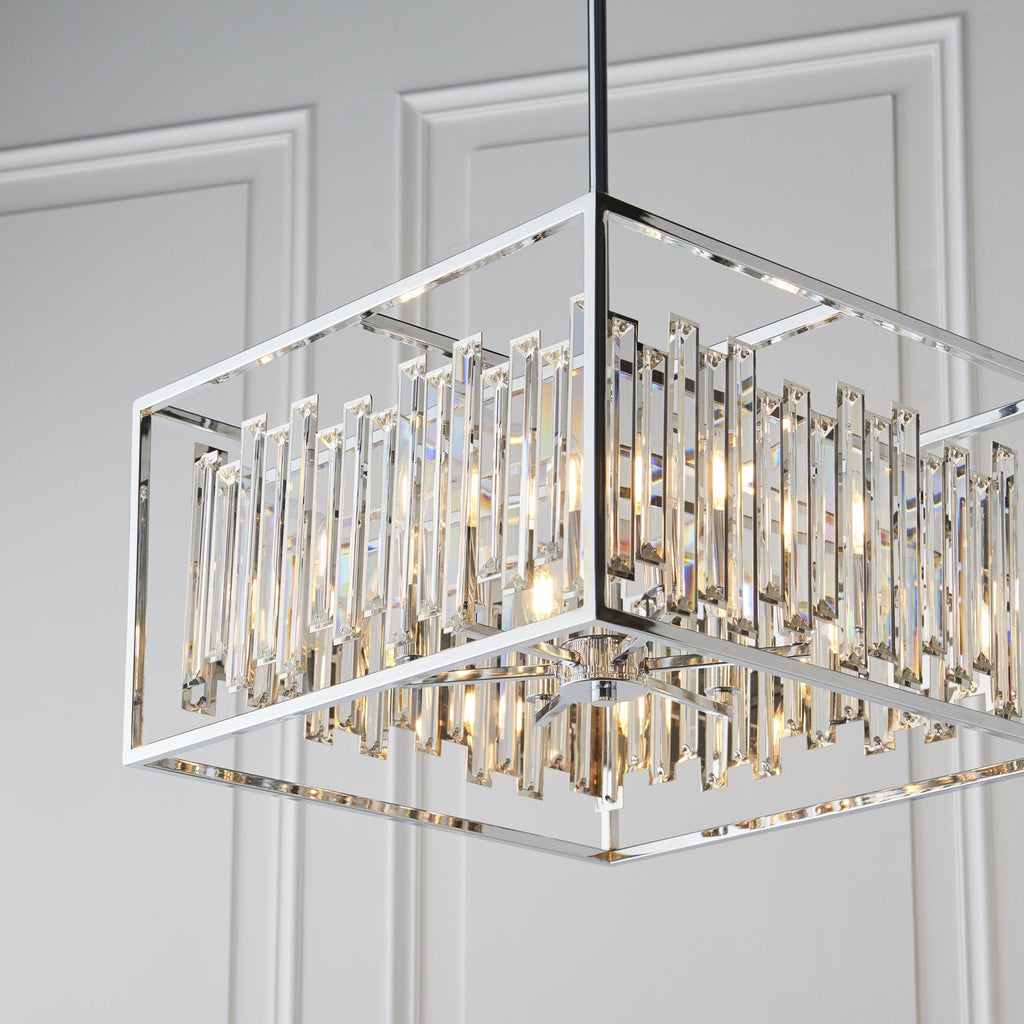 Acadia 6 Light Crystal Ceiling Pendant Light In Polished Chrome Finish 81931