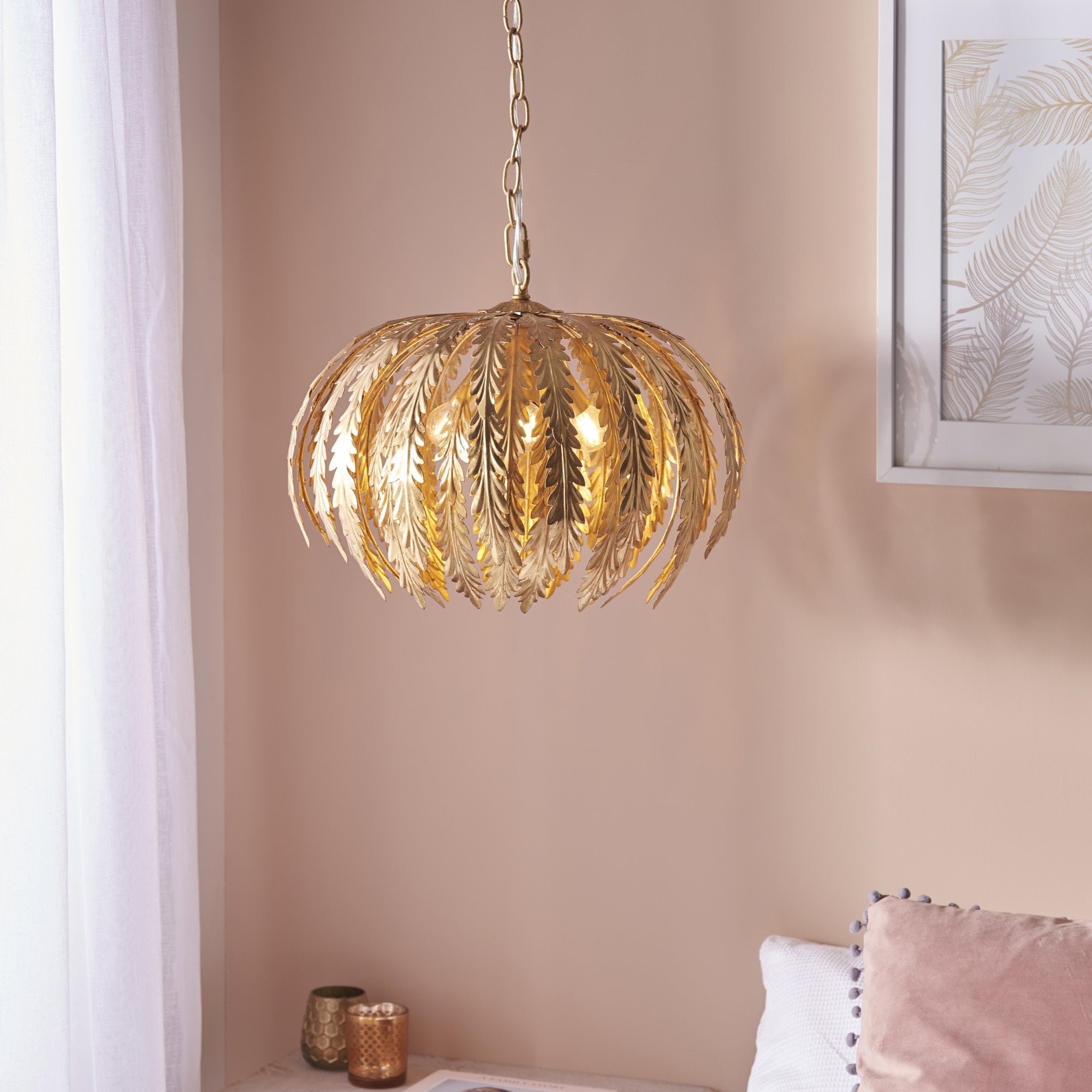 Delphine Stylish 3 Light Ceiling Pendant In Gold Finish 76360