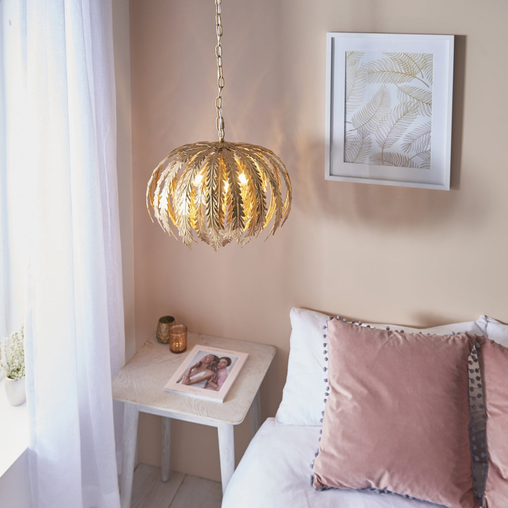 Delphine Stylish 3 Light Ceiling Pendant In Gold Finish 76360