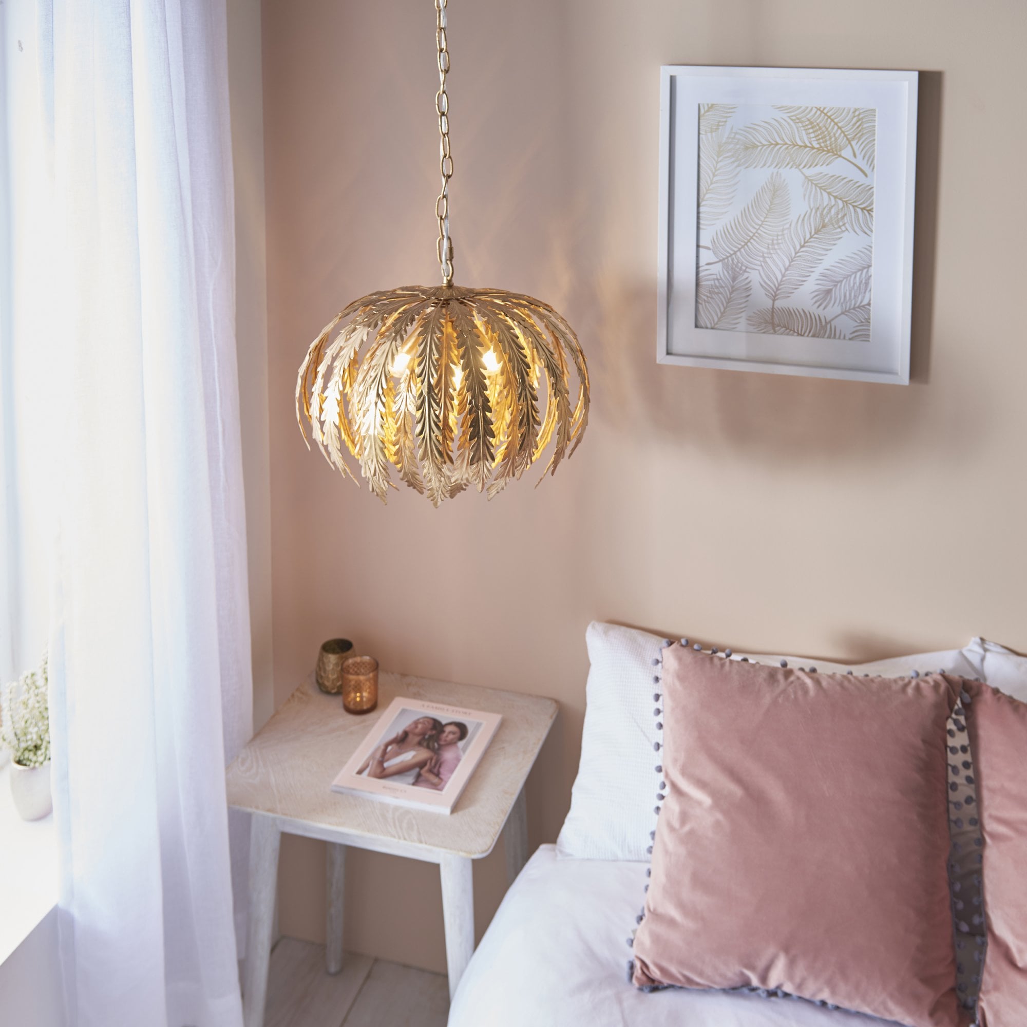 Delphine Stylish 3 Light Ceiling Pendant In Gold Finish 76360