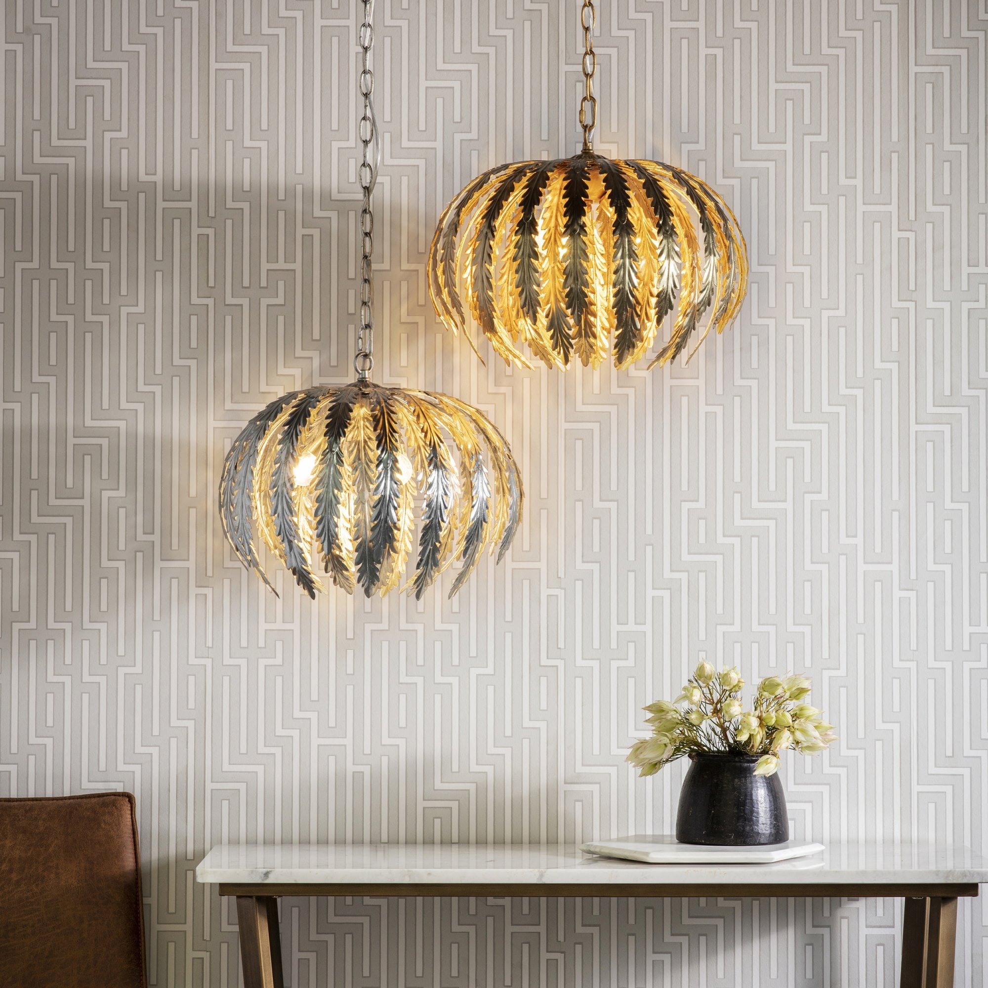 Delphine Stylish 3 Light Ceiling Pendant In Gold Finish 76360