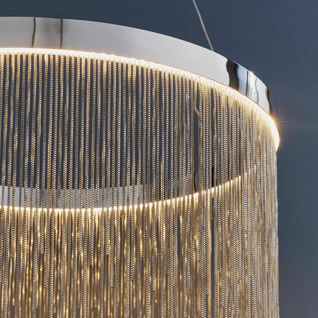 Zelma Stunning LED Ceiling Pendant Light In Chrome Finish With Silver Chain Detail 73768