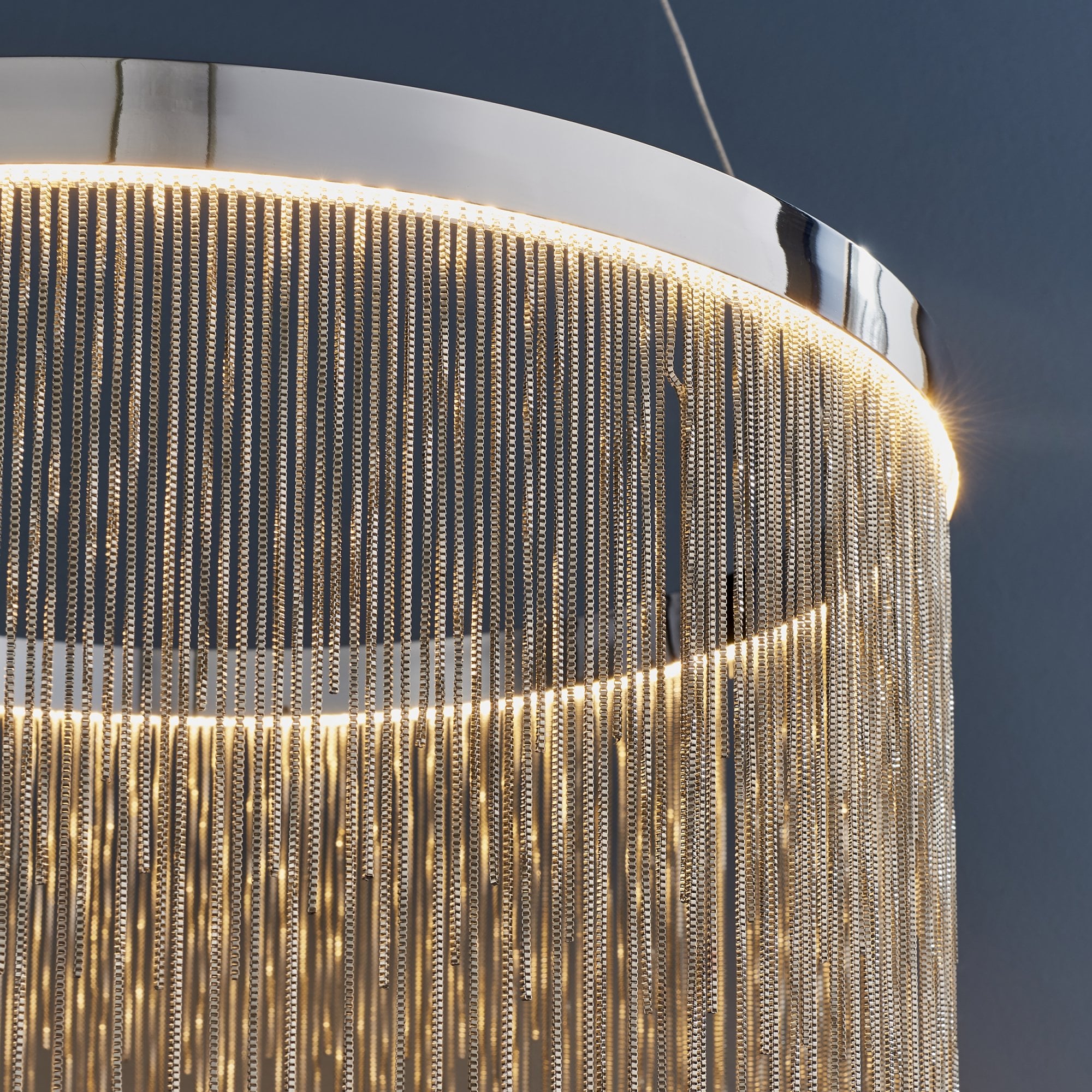 Zelma Stunning LED Ceiling Pendant Light In Chrome Finish With Silver Chain Detail 73768