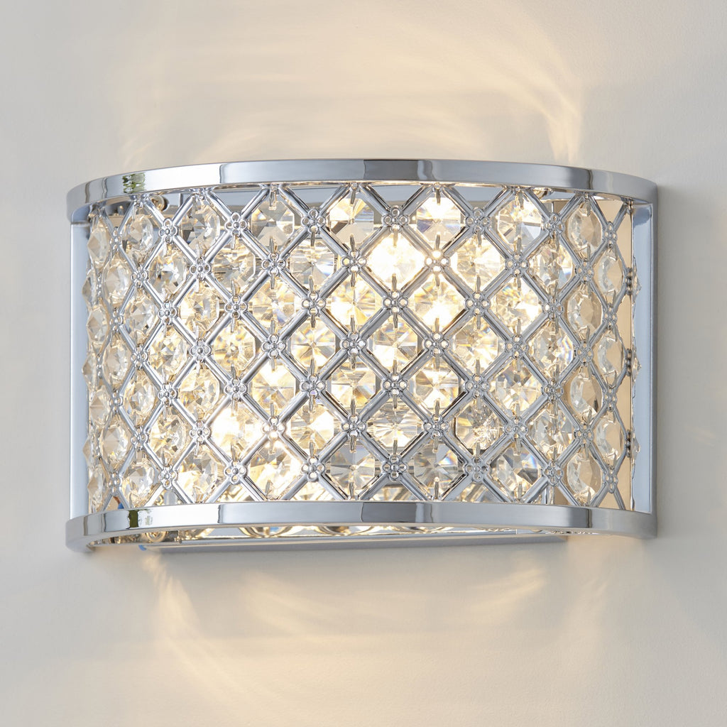 HUDSON-2WBCH 2 Light Diamond Crome & Crystal Wall Bracket
