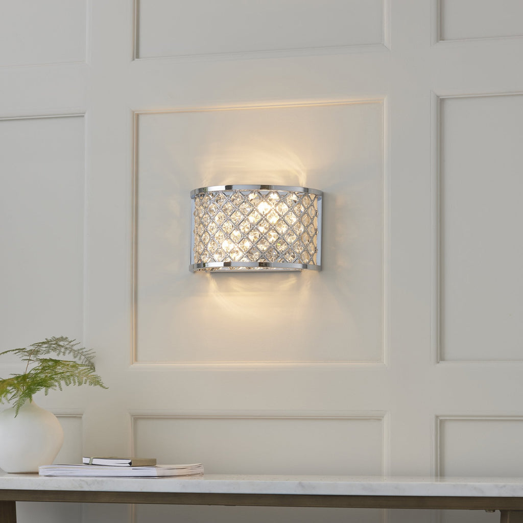 HUDSON-2WBCH 2 Light Diamond Crome & Crystal Wall Bracket