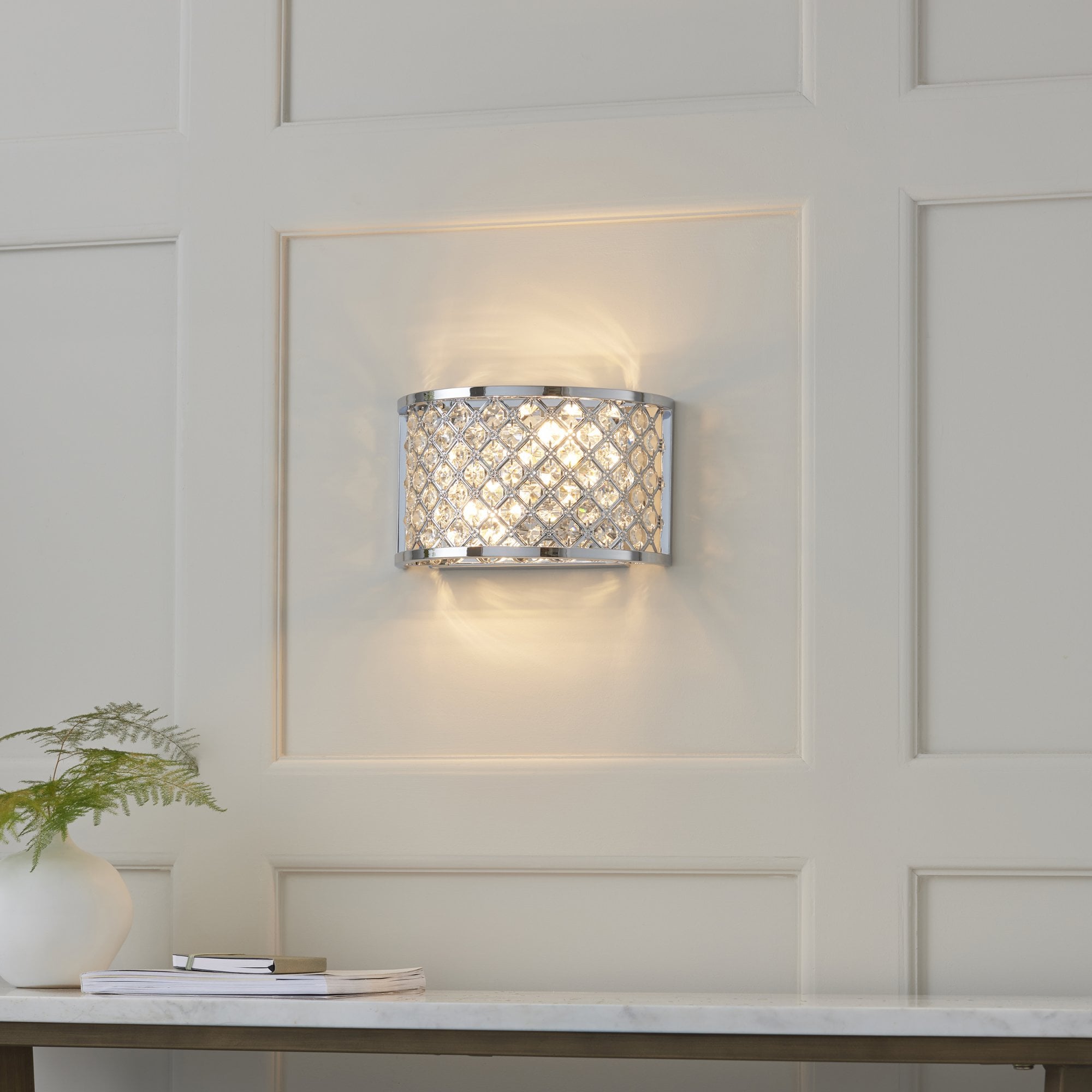 HUDSON-2WBCH 2 Light Diamond Crome & Crystal Wall Bracket