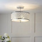 HUDSON-3CH 3 Light Diamond Chrome & Crystal Ceiling Light