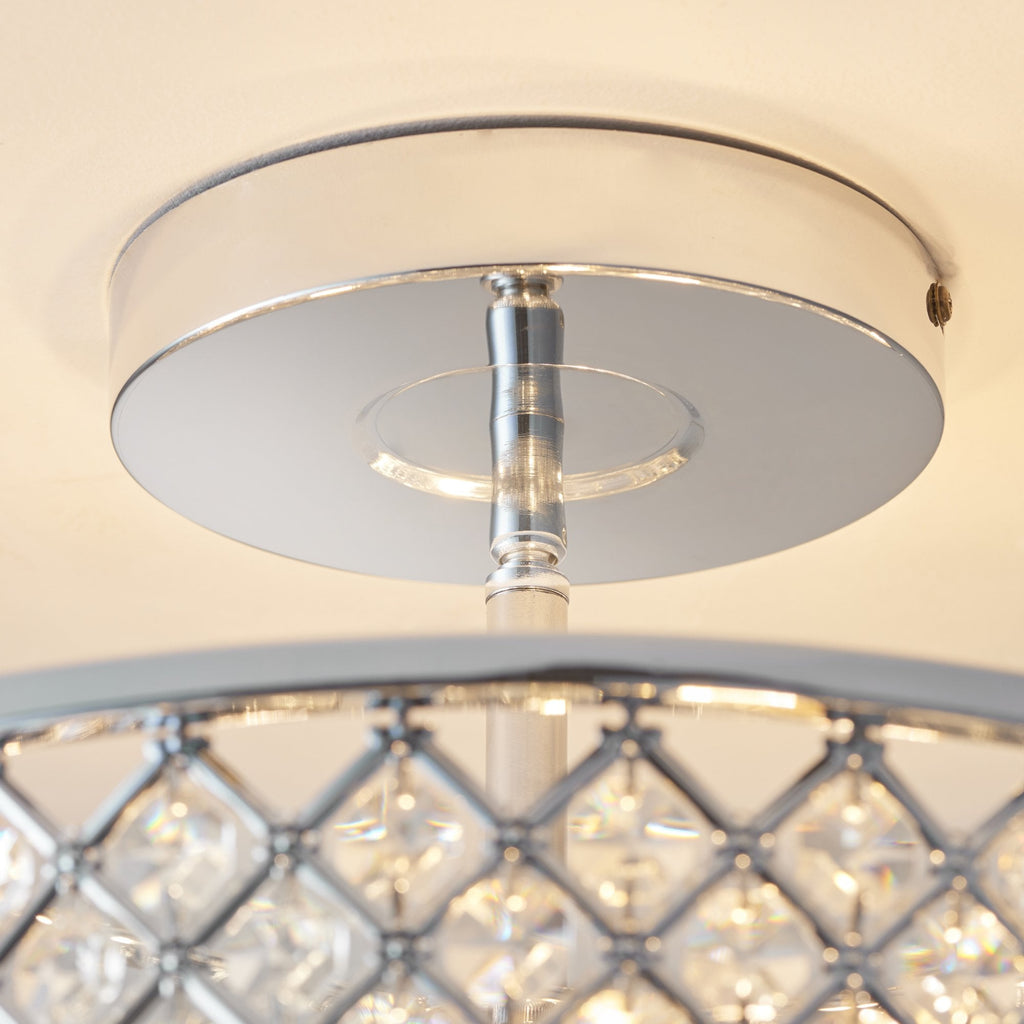 HUDSON-3CH 3 Light Diamond Chrome & Crystal Ceiling Light