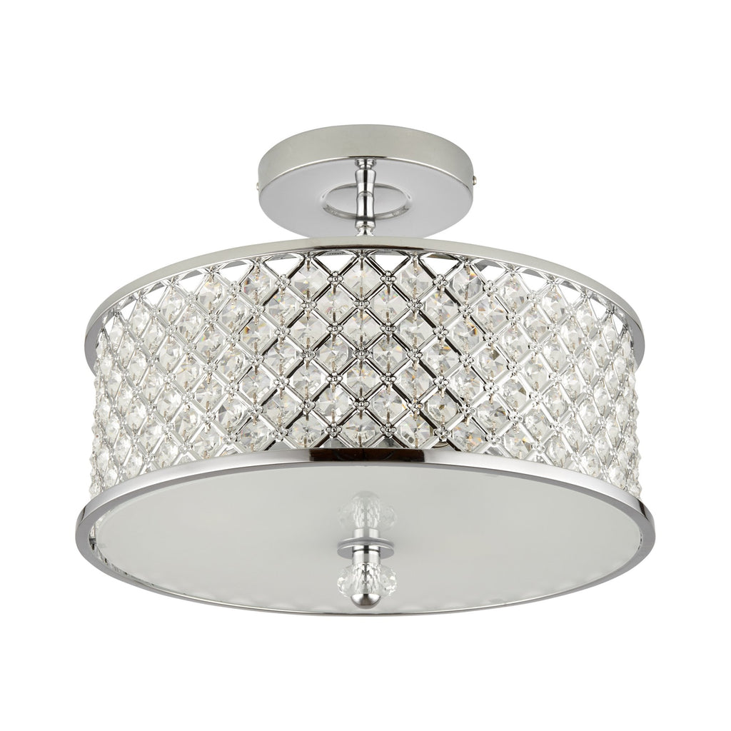 HUDSON-3CH 3 Light Diamond Chrome & Crystal Ceiling Light