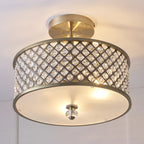 Hudson Crystal Semi Flush Ceiling Light In Antique Brass Finish 70558