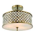 Hudson Crystal Semi Flush Ceiling Light In Antique Brass Finish 70558