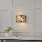 Hudson Crystal Glass Wall Light In Antique Brass Finish 70559