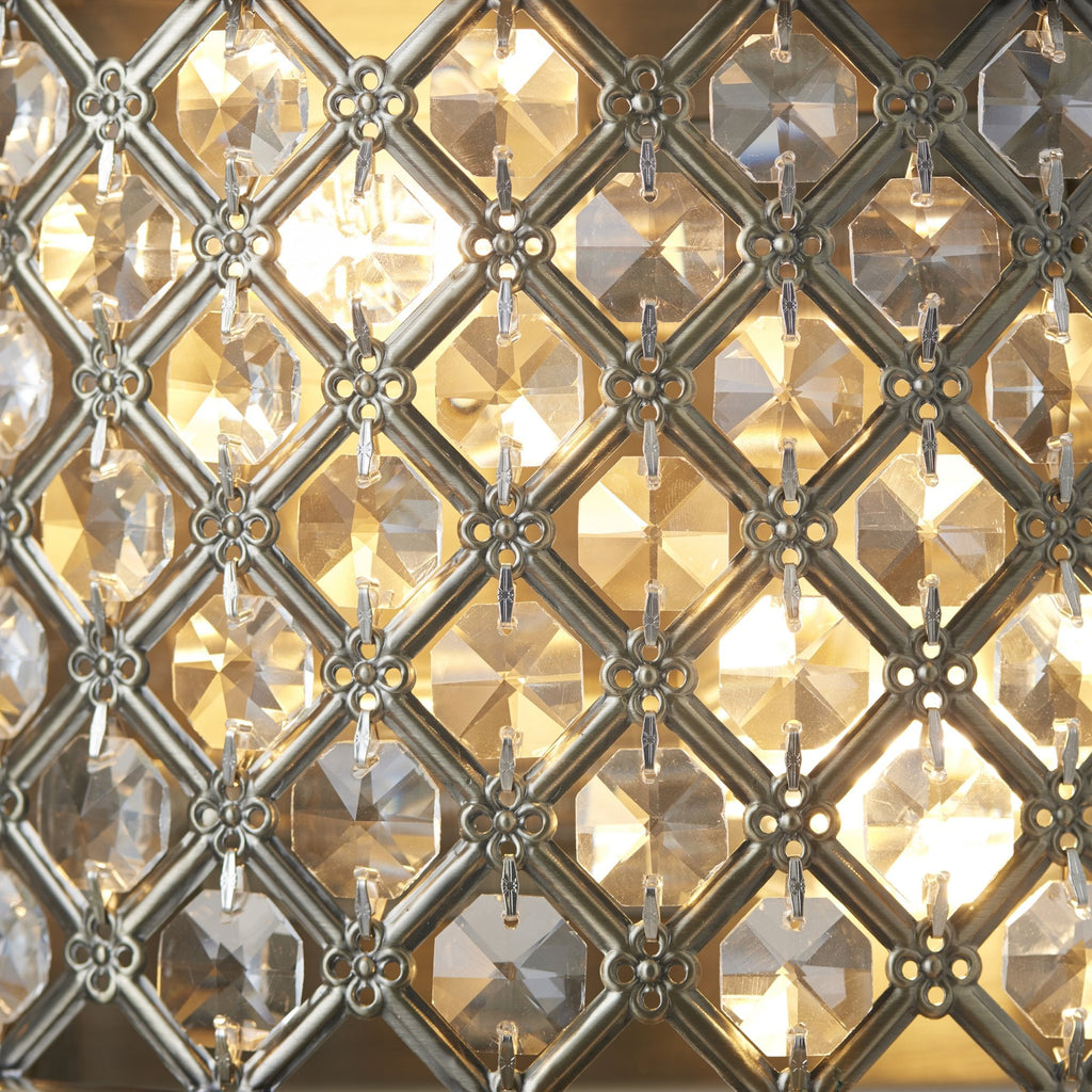 Hudson Crystal Glass Wall Light In Antique Brass Finish 70559