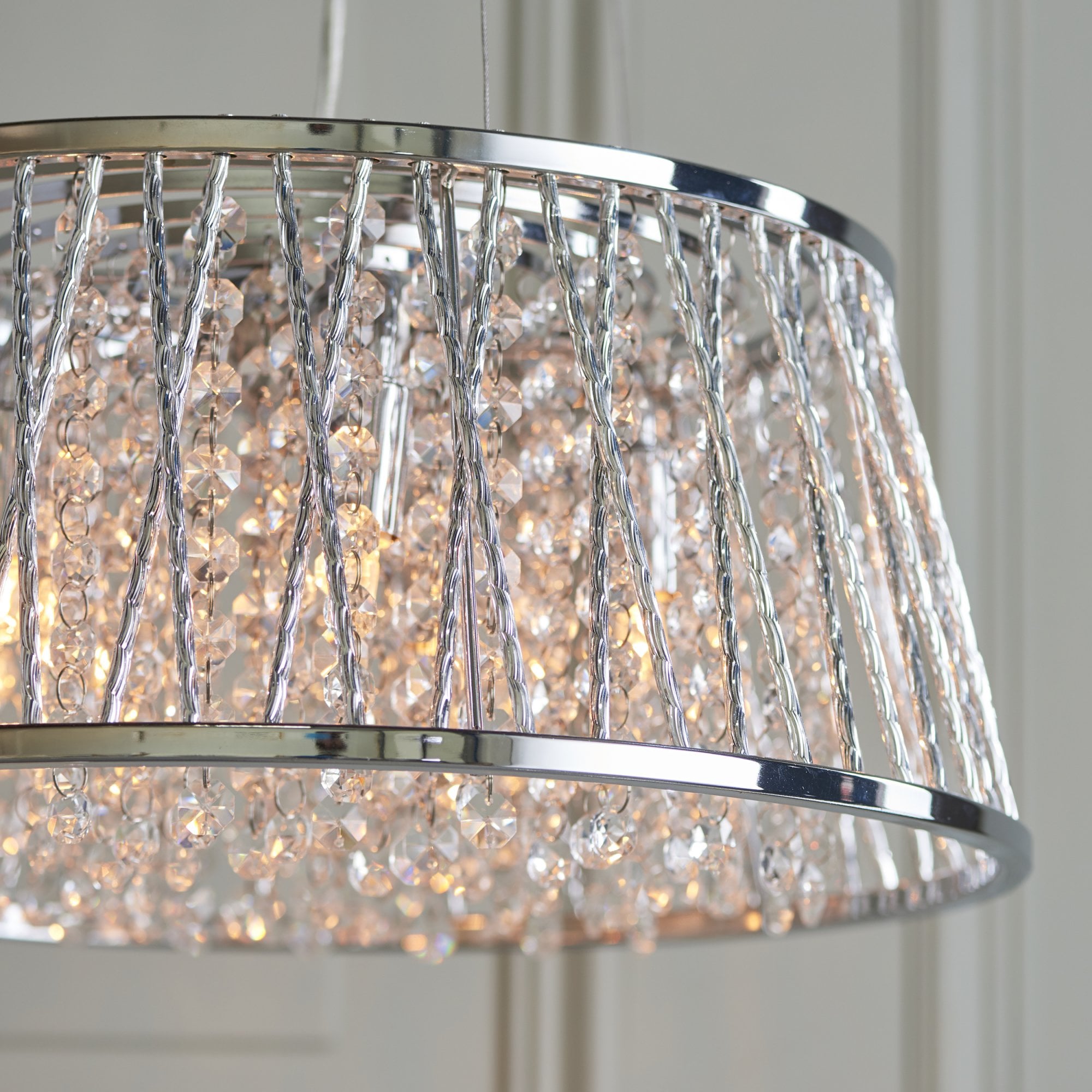 Sophia Stylish 5 Light Ceiling Pendant Light In Chrome Finish With Clear Crystal Glass 76694