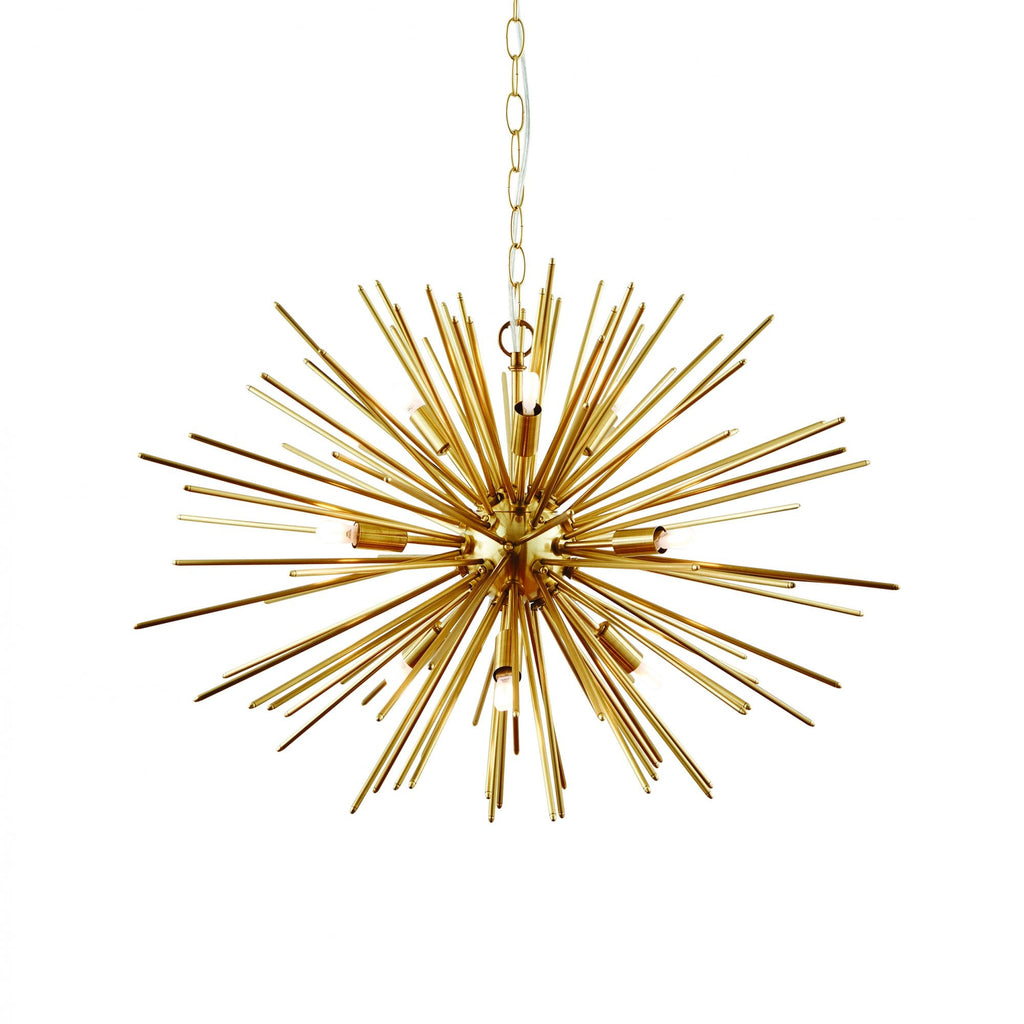 Orta Modern Nine Light Ceiling Pendant In Matt Brushed Gold Effect Finish 70575