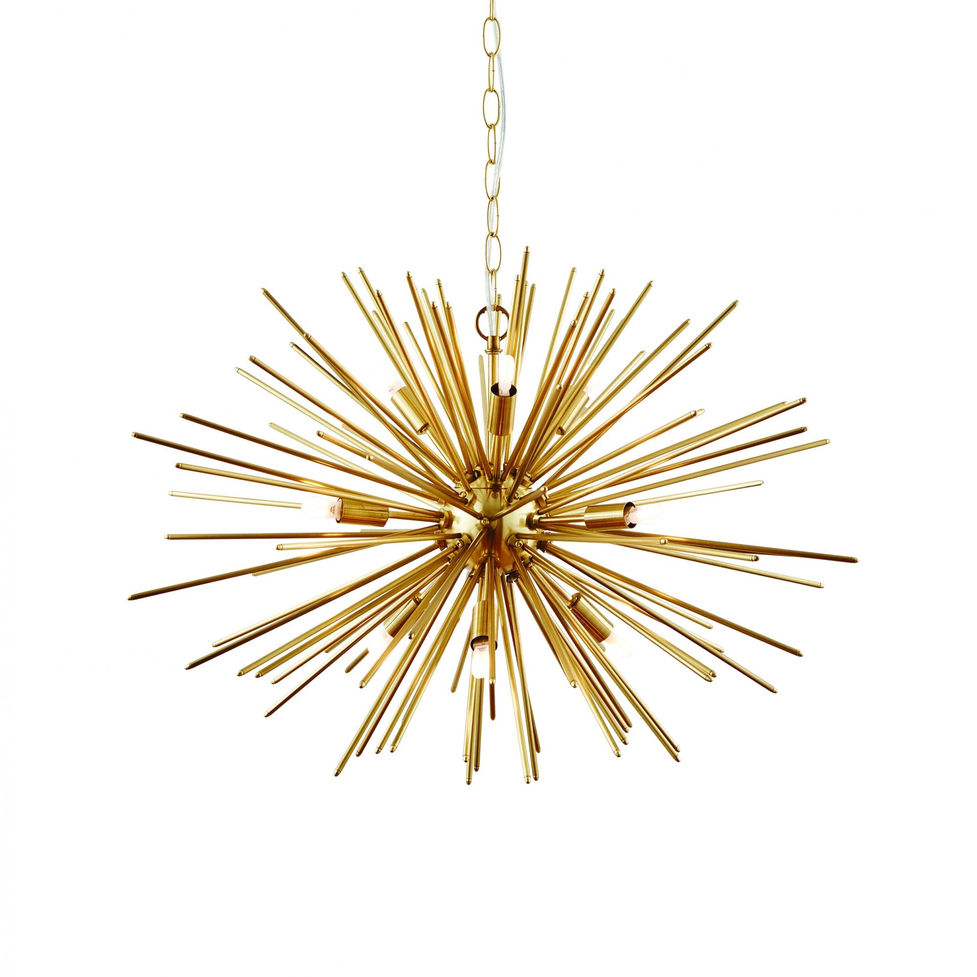Orta Modern Nine Light Ceiling Pendant In Matt Brushed Gold Effect Finish 70575