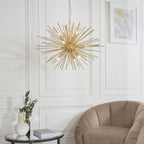 Orta Modern Nine Light Ceiling Pendant In Matt Brushed Gold Effect Finish 70575