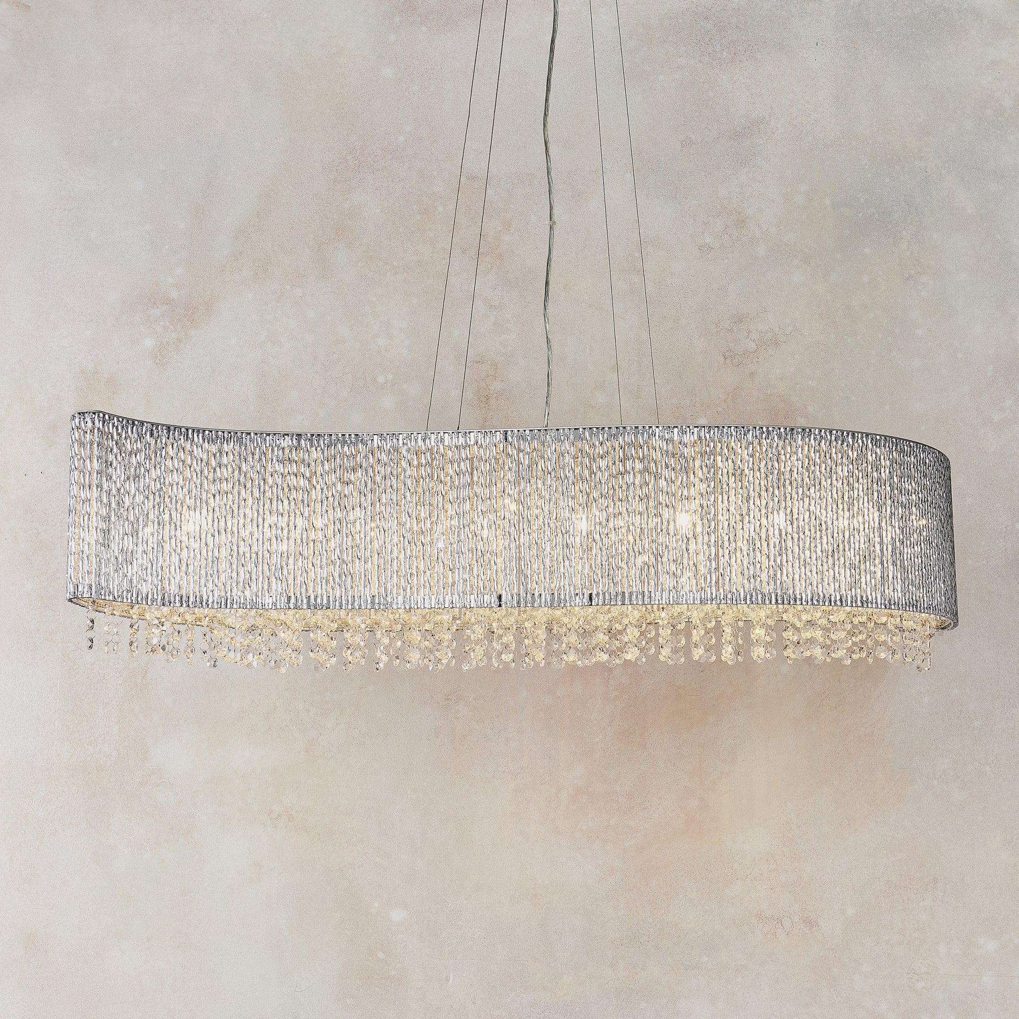 Galina Stylish Crystal 8 Light Ceiling Pendant Light In Polished Chrome Finish 81979