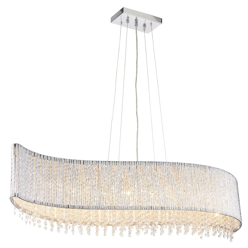 Galina Stylish Crystal 8 Light Ceiling Pendant Light In Polished Chrome Finish 81979
