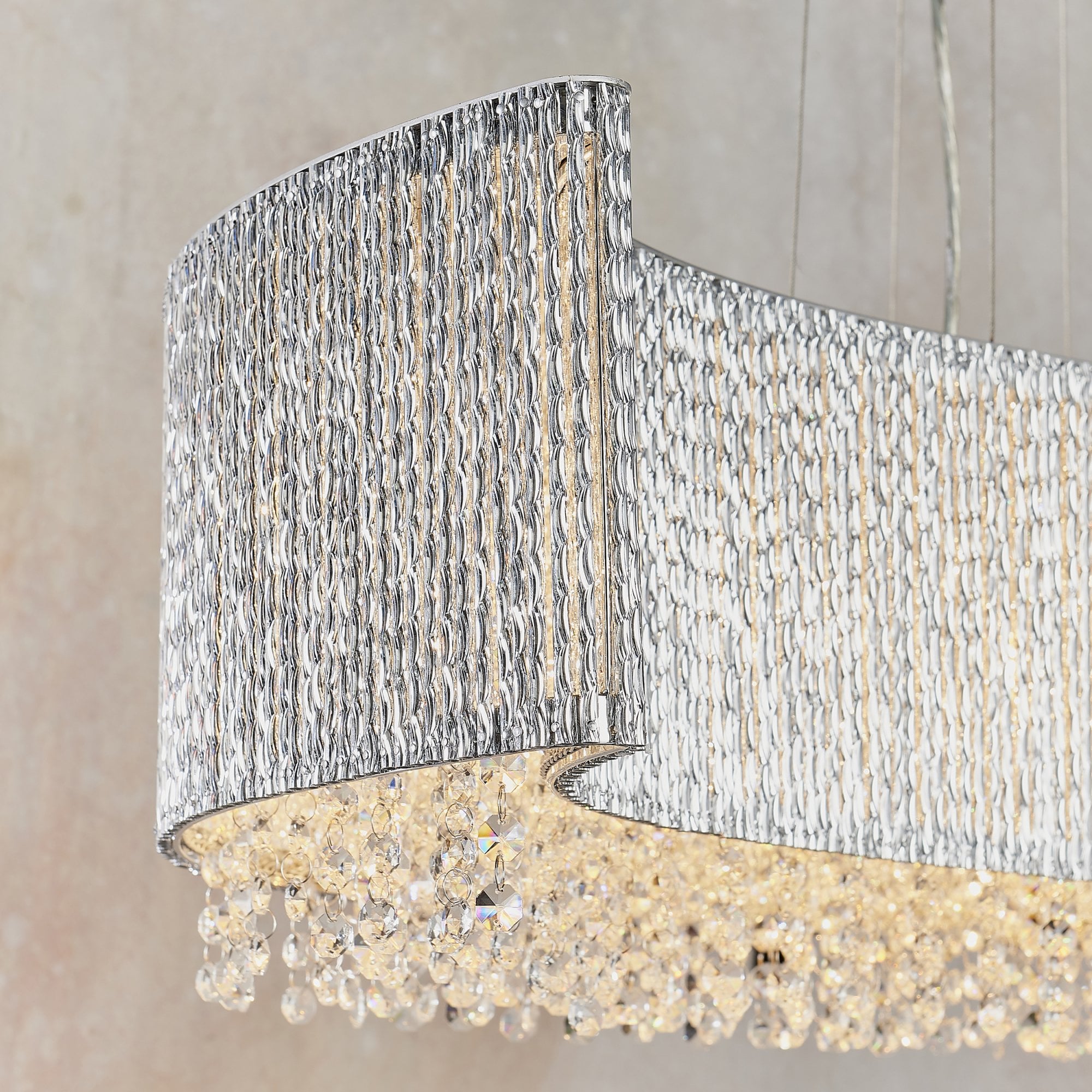 Galina Stylish Crystal 8 Light Ceiling Pendant Light In Polished Chrome Finish 81979