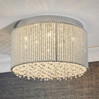 Galina Stylish Crystal 10 Light Flush Ceiling Light In Polished Chrome Finish 81980