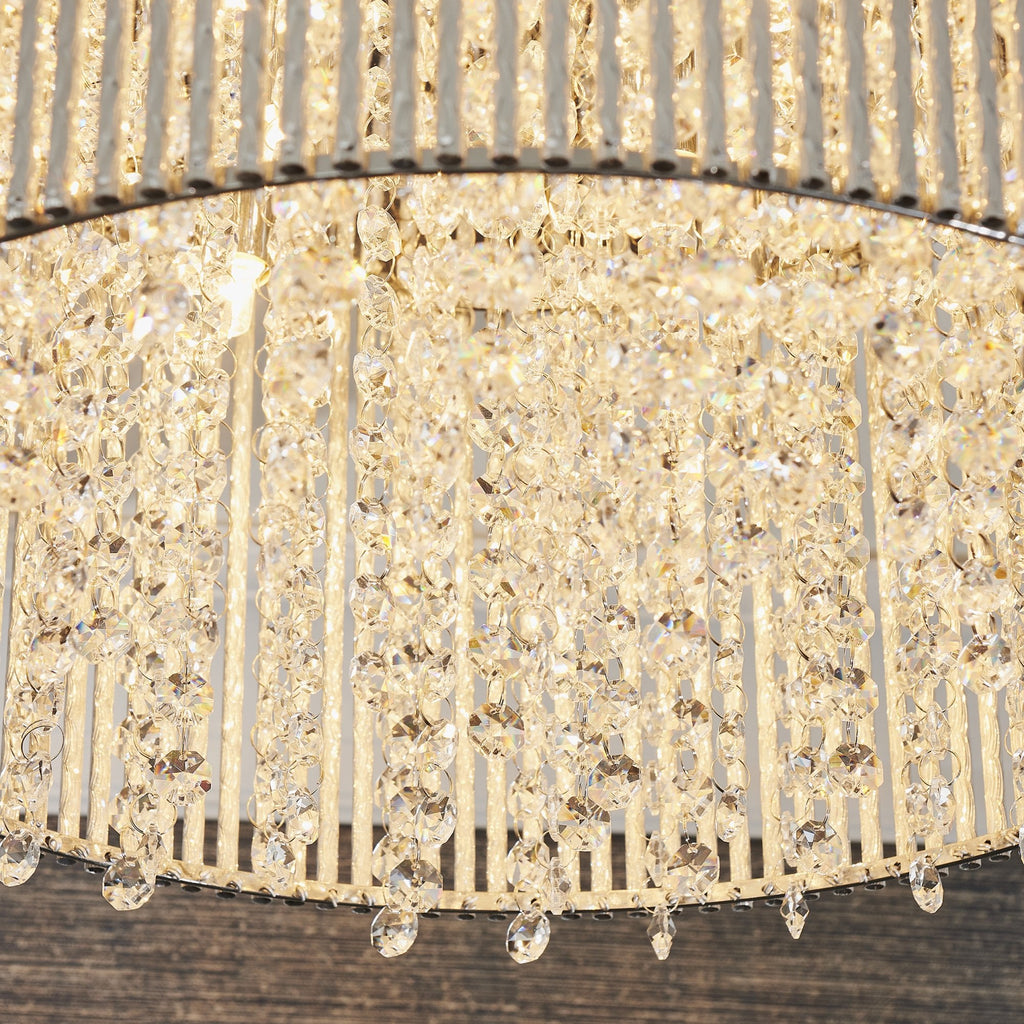 Galina Stylish Crystal 10 Light Flush Ceiling Light In Polished Chrome Finish 81980